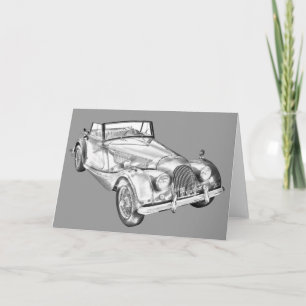 Carte 1964 Morgan Plus 4 Sports Car Illustration