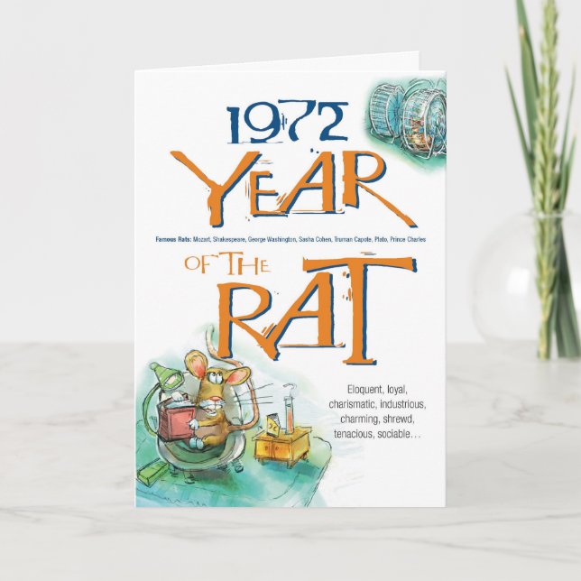 Carte 1972 Zodiac Rat Funny Birthday (Devant)