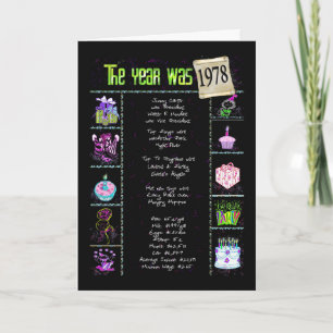 Carte 1978 Anniversaire Année Fun Trivia