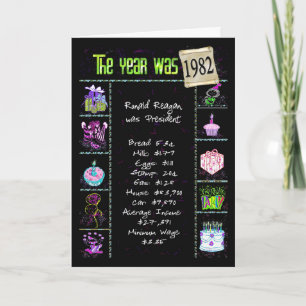 Carte 1982 Anniversaire Trivia Fun Facts