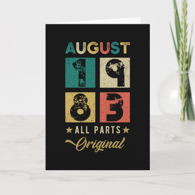 Carte 1983 Août Anniversaire Rétro (Devant)