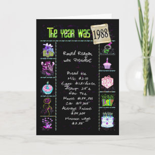 Carte 1988 Anniversaire Année Fun Trivia