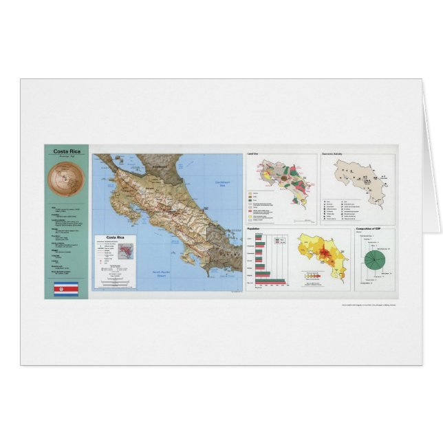 Carte 1991 du Costa Rica (Devant horizontal)