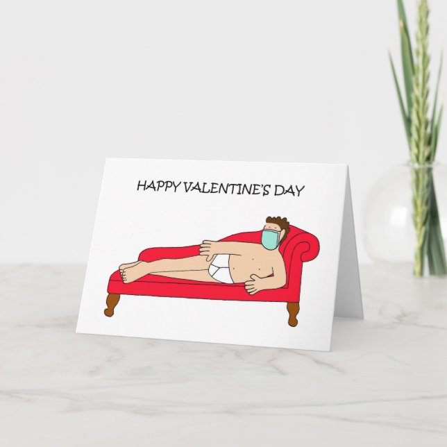 Carte 19 Heureuse Sainte-Valentin homme dans masque visa (Devant)