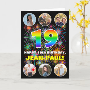 Carte 19e anniversaire : Arc en ciel amusant #, Nom pers