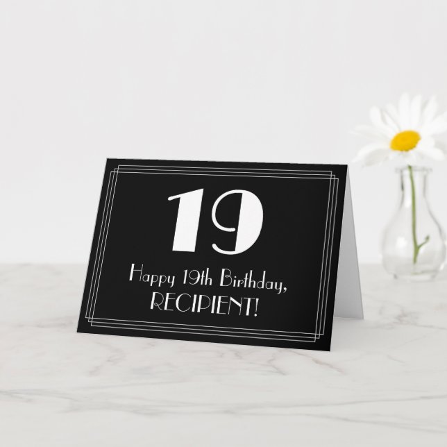 Carte 19e anniversaire ~ Art Déco Inspiré Look "19", Nom (Petite plante)