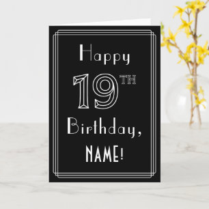 Carte 19e anniversaire : Art Déco Style # 19 & Nom perso