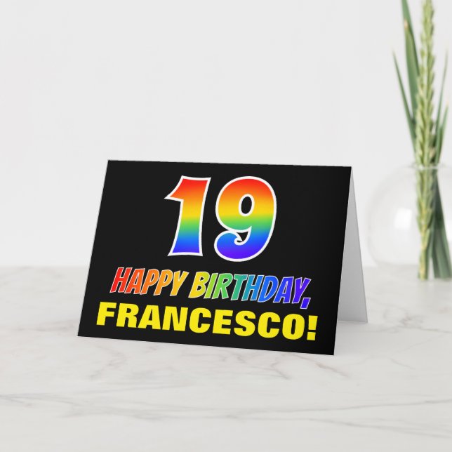 Carte 19e anniversaire : Bold, amusant, simple, arc-en-c (Devant)