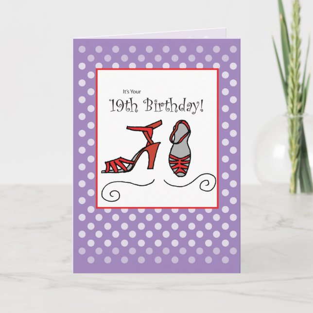 Carte 19e anniversaire Chaussures rouges (Devant)
