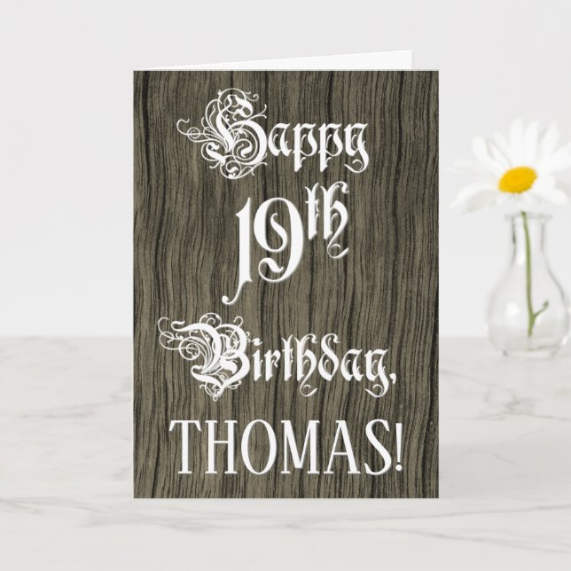 Carte 19e Anniversaire : Texte élégant et sophistiqué ;  (Petite plante)