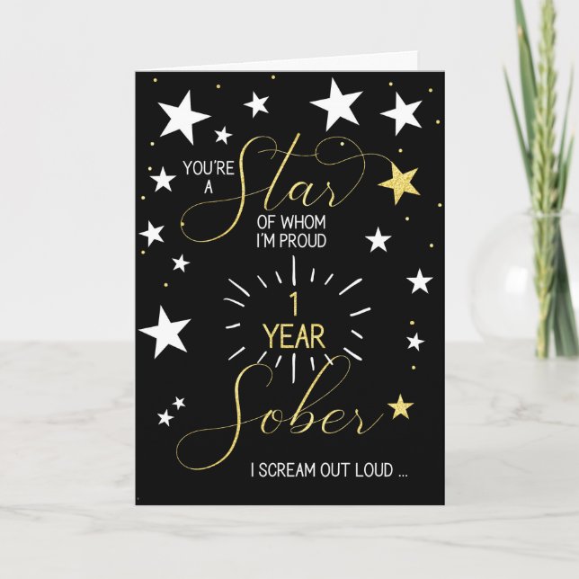Carte 1 an Anniversaire de la sobriété Vous êtes une éto (Devant)