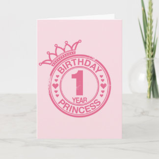Carte 1 an - princesse d'anniversaire - rose