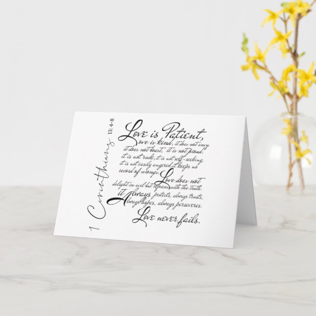 Carte 1 Corinthians Amour est Patient Mariage Fiançaille (Fleur jaune)