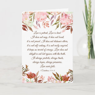 Carte 1 Corinthiens 13:4-8 Blush Floral Mariage Card