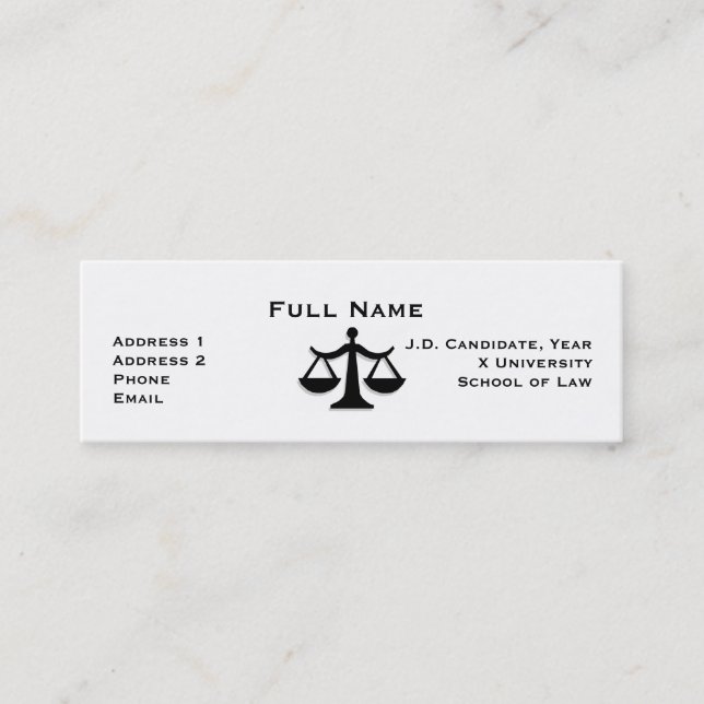 Carte 1 de profil d'étudiant en droit (Devant)