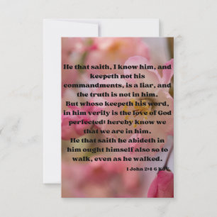 Carte 1 Jean 2:4-6 KJV Bible Scripture Pic Salutation