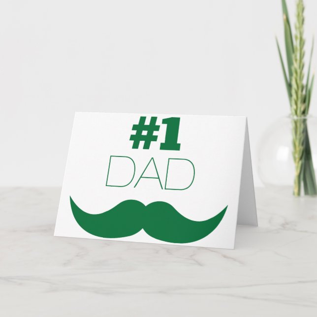 Carte #1 Papa Moustache verte - Numéro Un (Devant)
