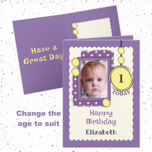 Carte 1er Anniversaire 1 aujourd'hui ajouter nom photo j