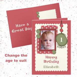 Carte 1er Anniversaire 1 aujourd'hui ajouter nom photo r