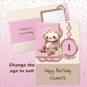 Carte 1er Anniversaire ajouter nom mignon parfum rose