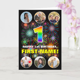 Carte 1er anniversaire : Amusant Arc en Ciel #, Personna
