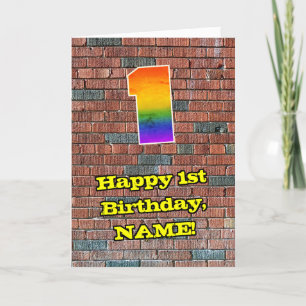 Carte 1er anniversaire : Arc-en-ciel amusant inspiré par