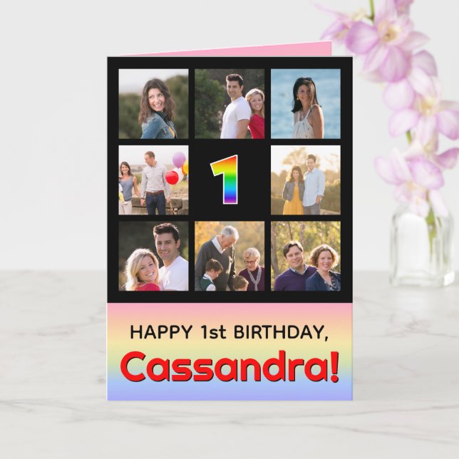 Carte 1er anniversaire : Arc en ciel amusant #, photos p (Orchidée)