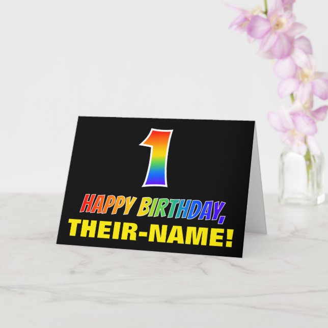 Carte 1er anniversaire : Bold, amusant, simple, arc-en-c (Orchidée)