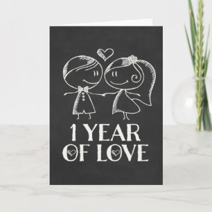 Carte 1er Anniversaire Chalk couple