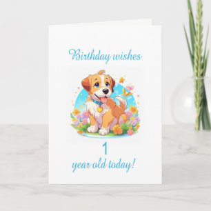Carte 1er anniversaire Chien chiot