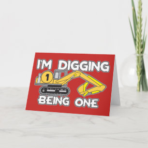 Carte 1er anniversaire de l'enfant Je creuse Etre un