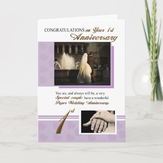 Carte 1er anniversaire du Mariage papier (Devant)