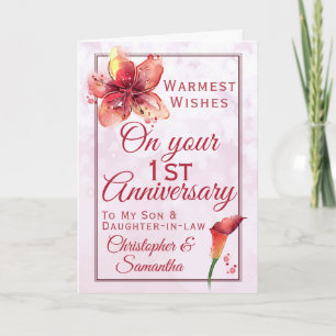 Carte 1er Anniversaire Floral Lily Son Fille