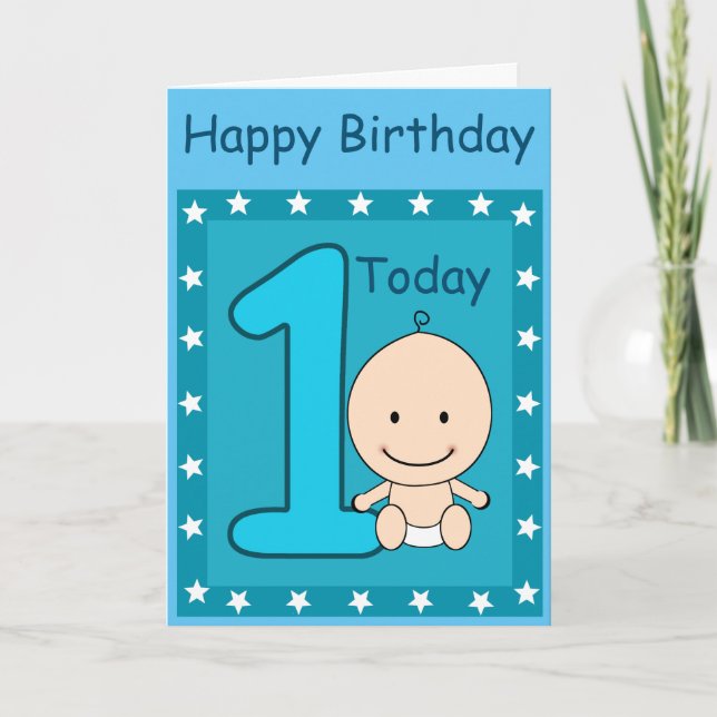 Carte 1er anniversaire garçon personnalisé (Devant)