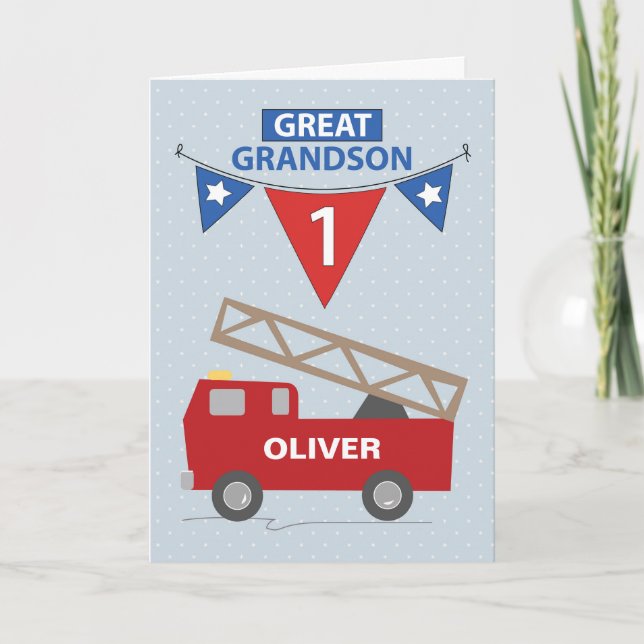 Carte 1er Anniversaire Grand-petit-fils Nom personnalisé (Devant)