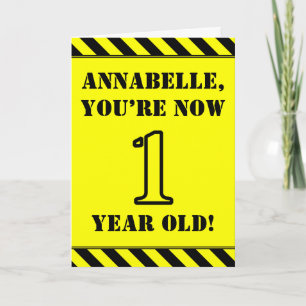 Carte 1er Anniversaire : Jeu d'amusement Style Texte, No