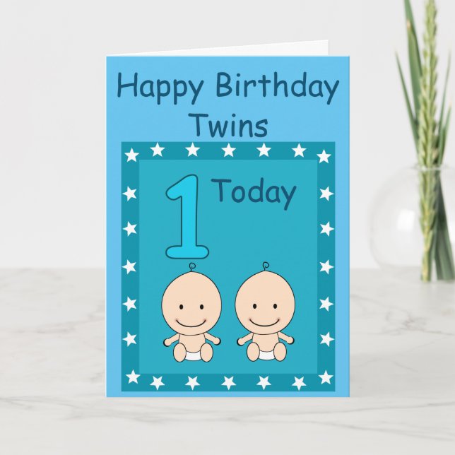 Carte 1er anniversaire Jumeaux Jumeaux Personnalisé (Devant)