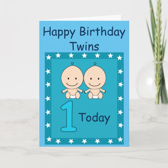 Carte 1er anniversaire Jumeaux Jumeaux Personnalisé (Devant)