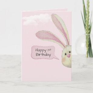 Carte 1er Anniversaire Lapin Sur Rose