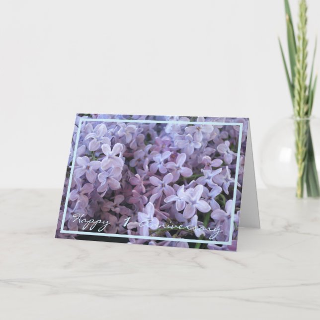 Carte 1er Anniversaire Mariage Souhaite Lilac Elegant (Devant)
