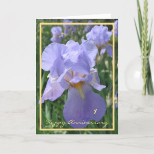 Carte 1er Anniversaire Mariage Souhaite Purple Iris Élég