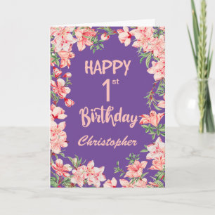 Carte 1er Anniversaire Peach Pink Peach Floral
