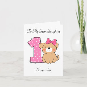 Carte 1er anniversaire Pink Kitten Grandgirl Anniversair