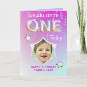 Carte 1er Anniversaire Rainbow Parties scintillant Photo