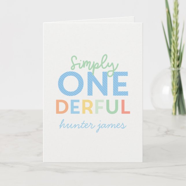 Carte 1er anniversaire simple onderful coloré typographi (Devant)