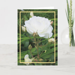 Carte 1er Anniversaire Souhaits Rose + Buds Rose Élégant