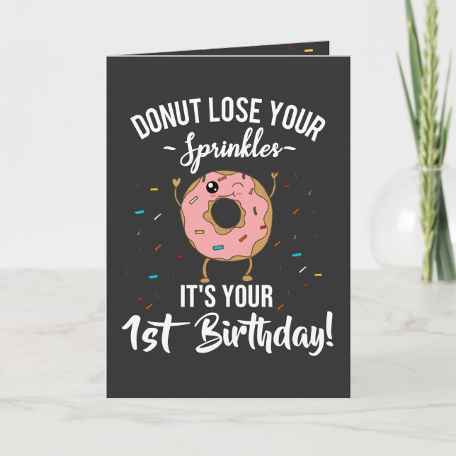 Carte 1er Anniversaire Thème Donut 1 An Vieux Personnali (Devant)