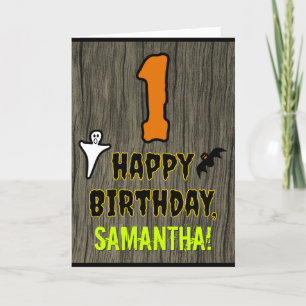 Carte 1er anniversaire : Thème Halloween Éffrayant + Nom