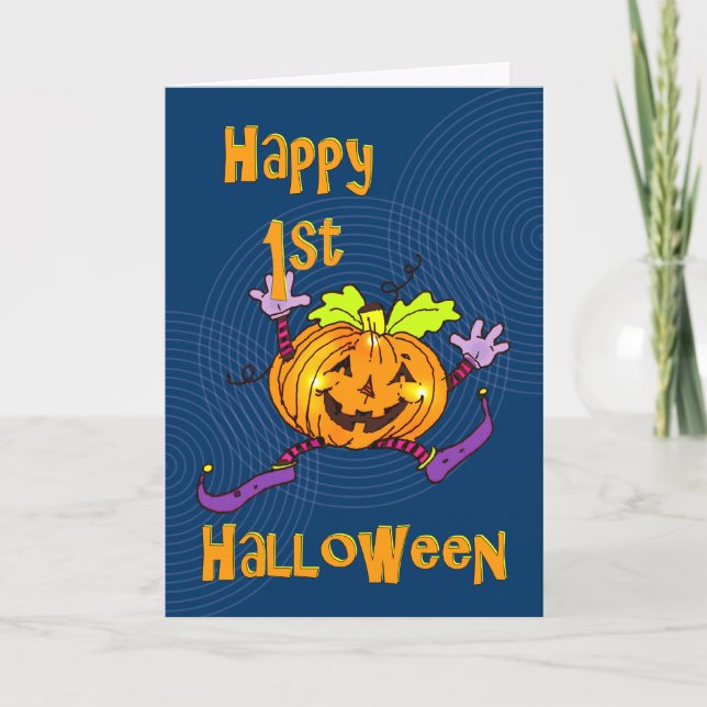Carte 1er Halloween heureux Citrouille (Devant)