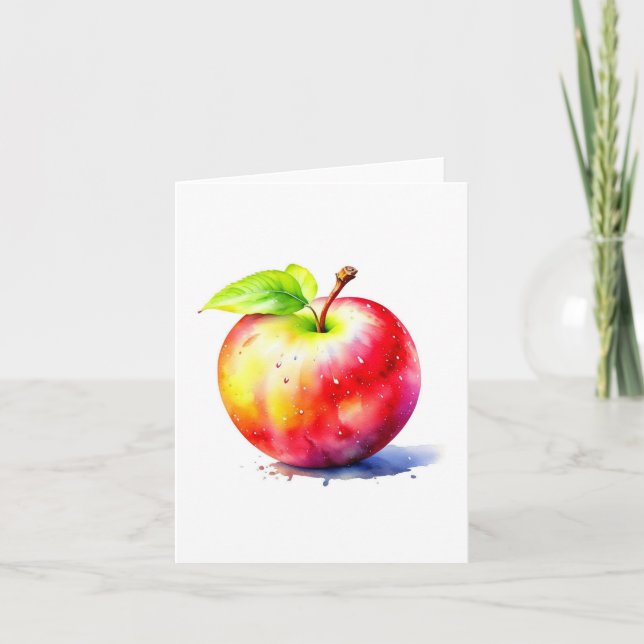 Carte 1er janvier Jour de dons de pomme D - Aquarelles (Devant)